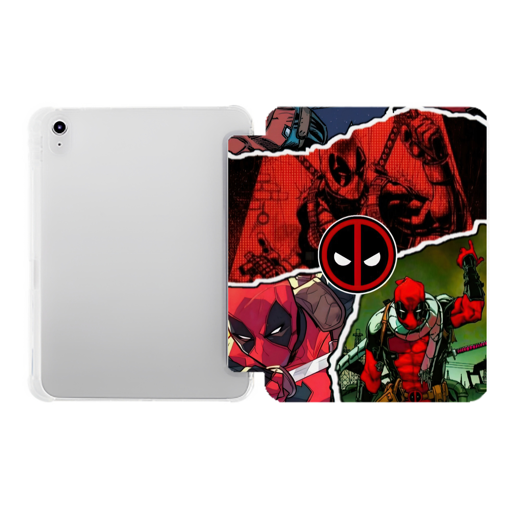 （画像用） Deadpool デッドプール IPad ケース ペン収納付き 三つ折りスタンド PUレザー×シリコン 対応機種9.5/10.5/10.9インチ